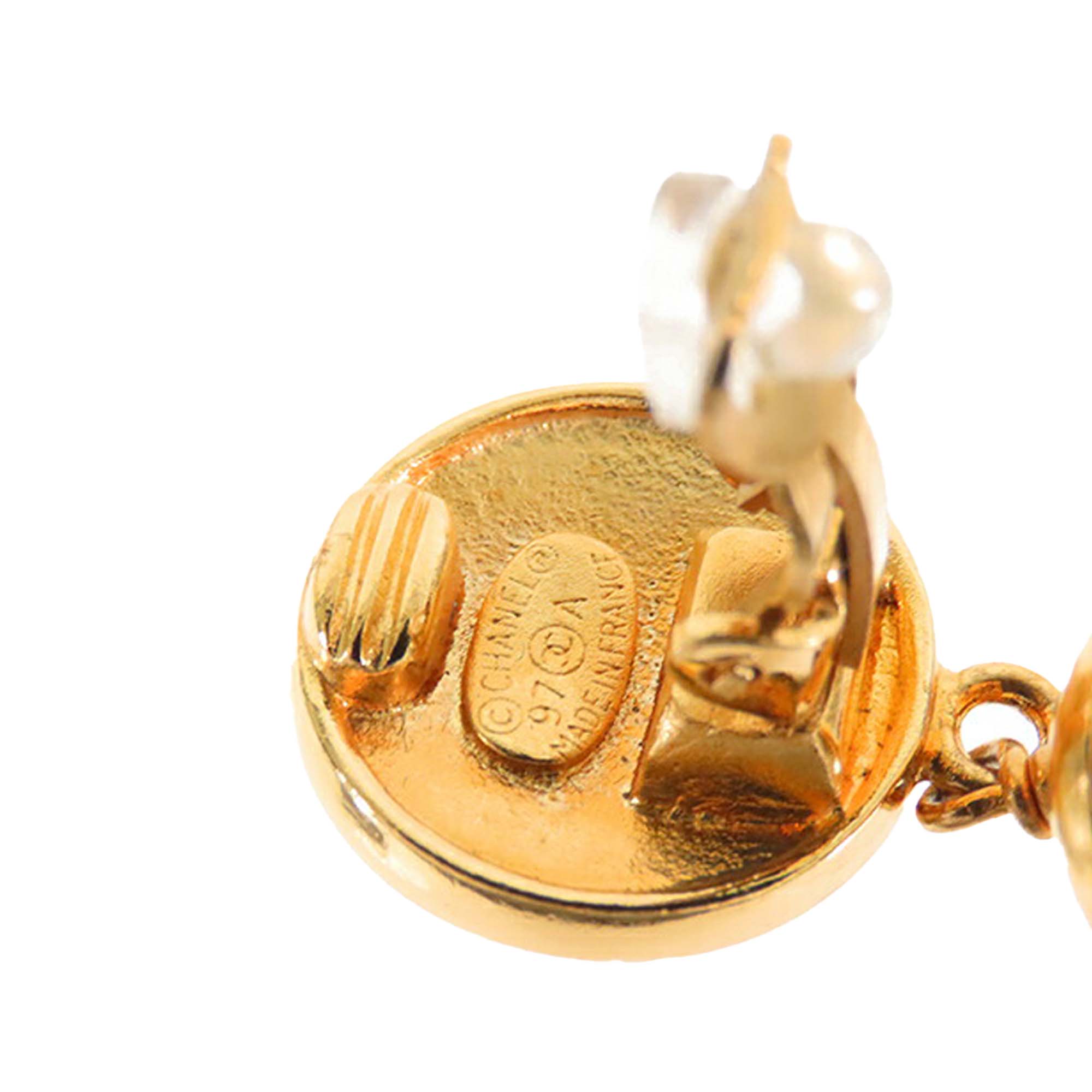 CC Gold Plated Faux Pearl Drop Clip On Earrings