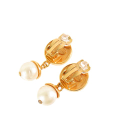 CC Gold Plated Faux Pearl Drop Clip On Earrings