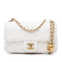 Mini Rectangular Lambskin Pearl Crush Flap