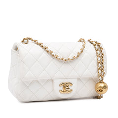 Mini Rectangular Lambskin Pearl Crush Flap