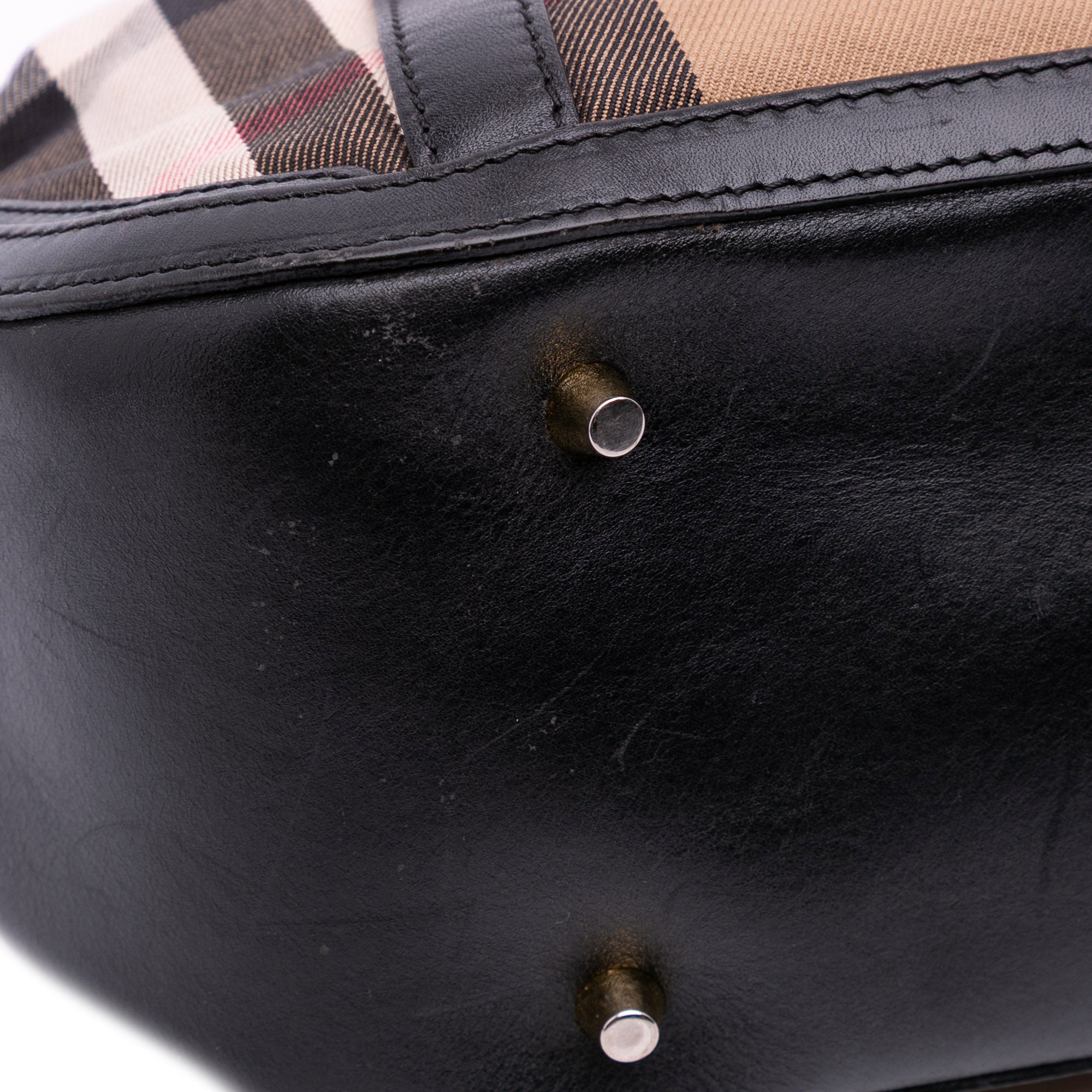 Small Leather Trimmed House Check Canvas Bridle Orchard Satchel