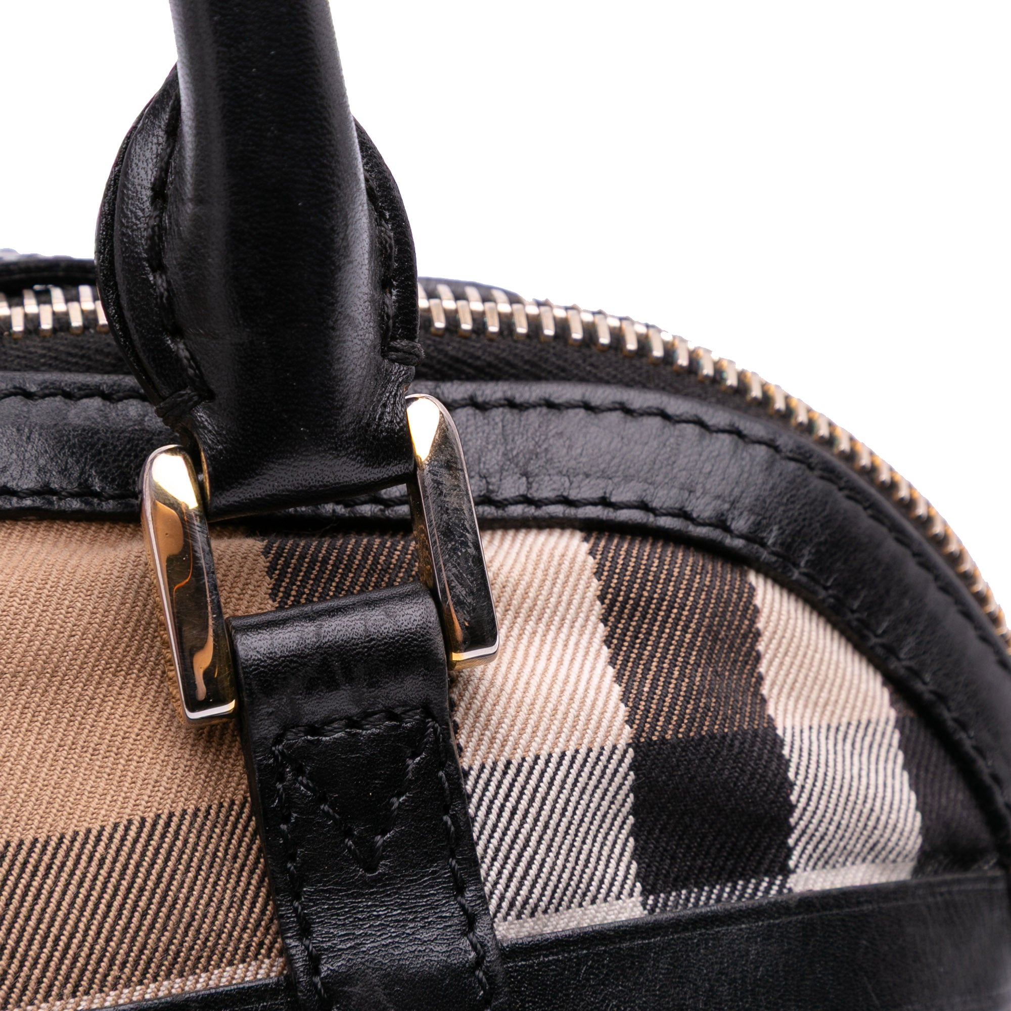Small Leather Trimmed House Check Canvas Bridle Orchard Satchel
