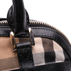 Small Leather Trimmed House Check Canvas Bridle Orchard Satchel
