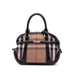 Small Leather Trimmed House Check Canvas Bridle Orchard Satchel