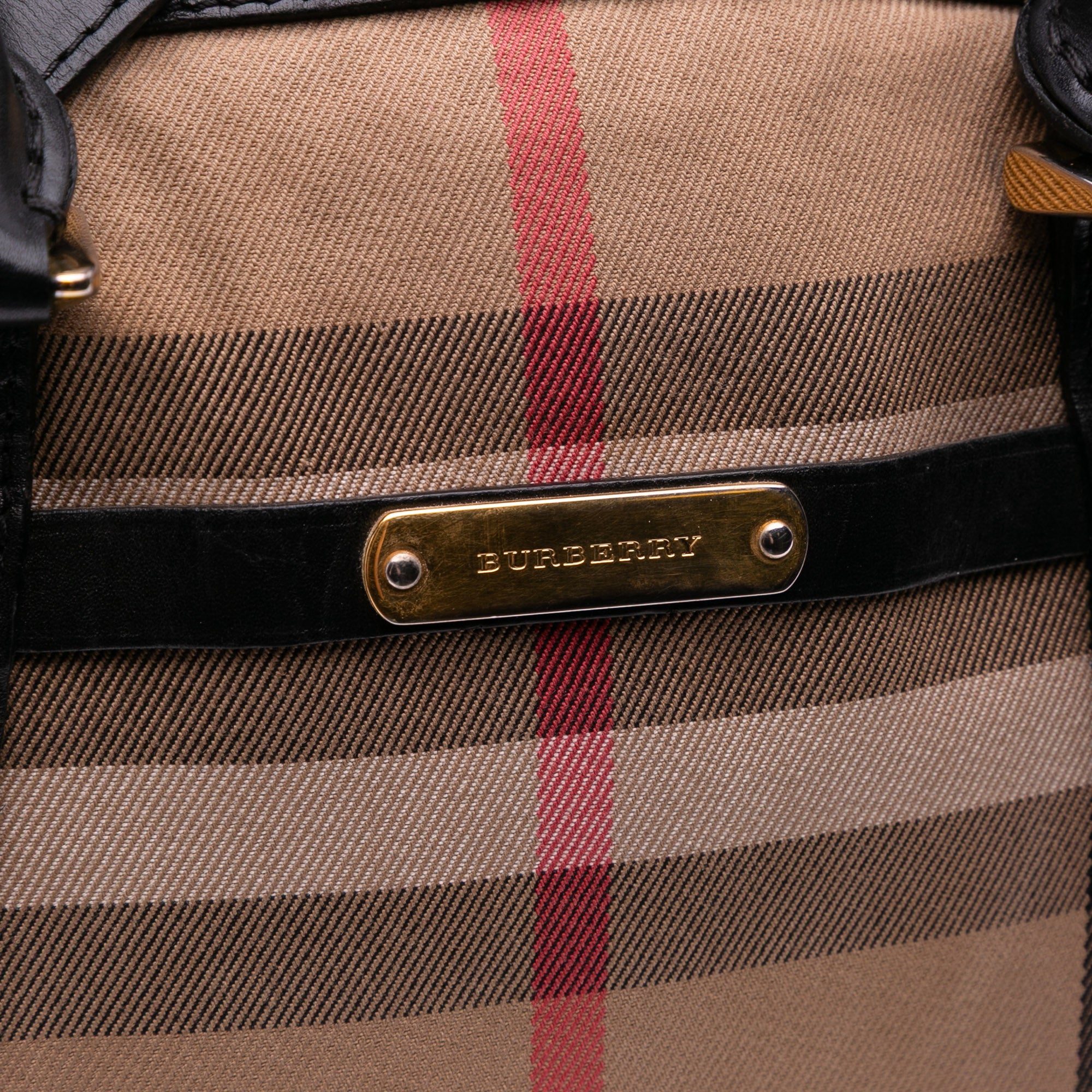 Small Leather Trimmed House Check Canvas Bridle Orchard Satchel