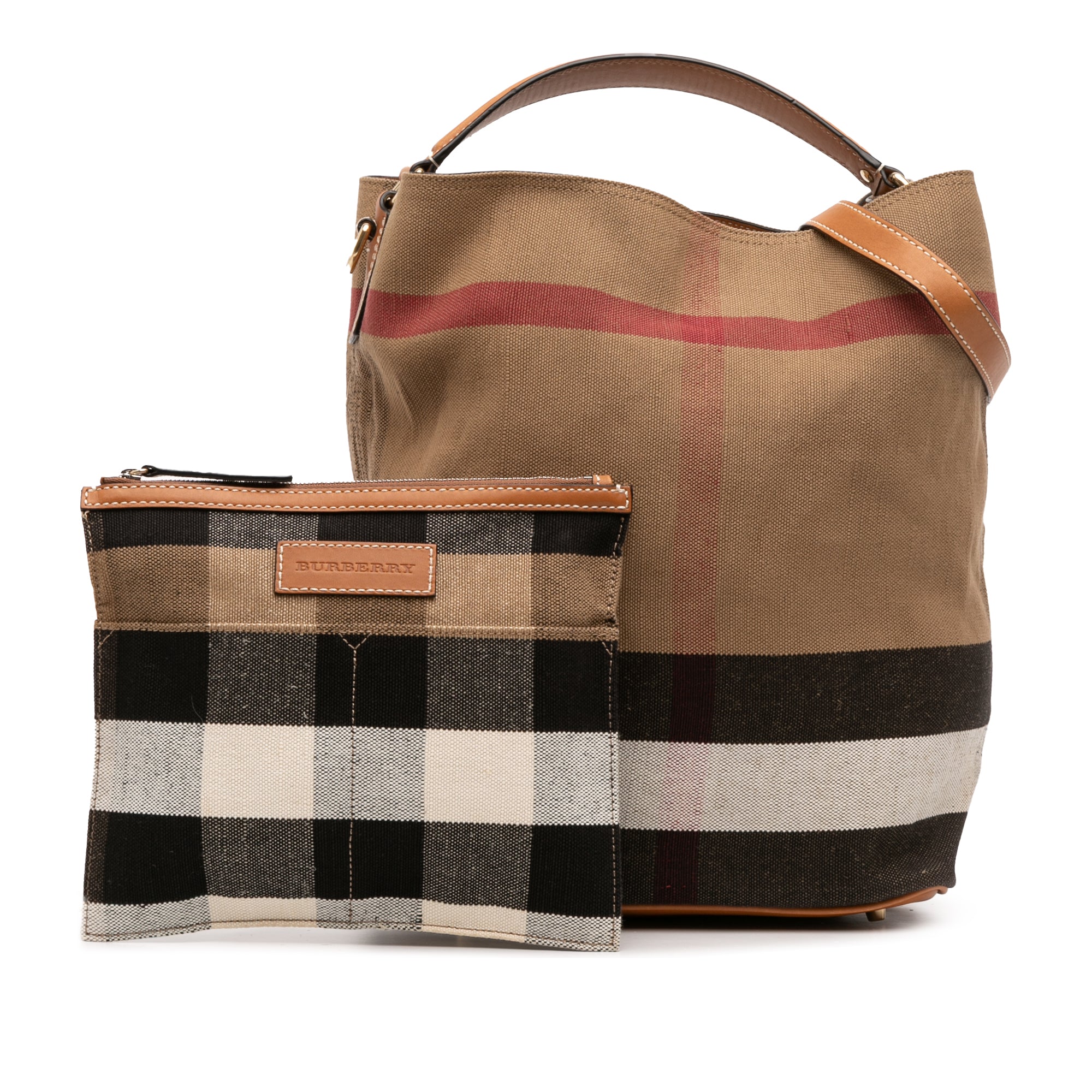 Medium Mega Check Canvas Ashby Bucket Bag