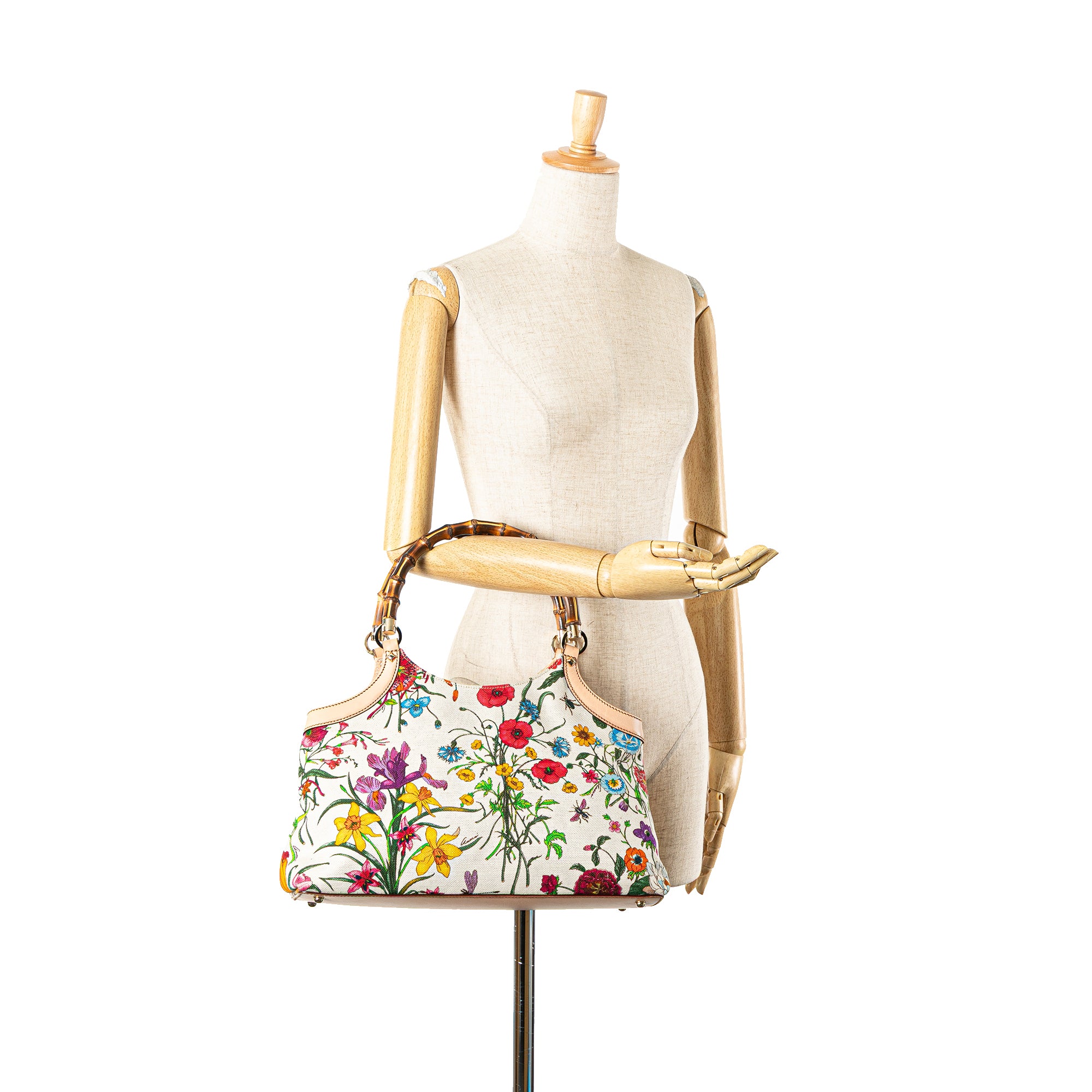 Flora Canvas Bamboo Handbag