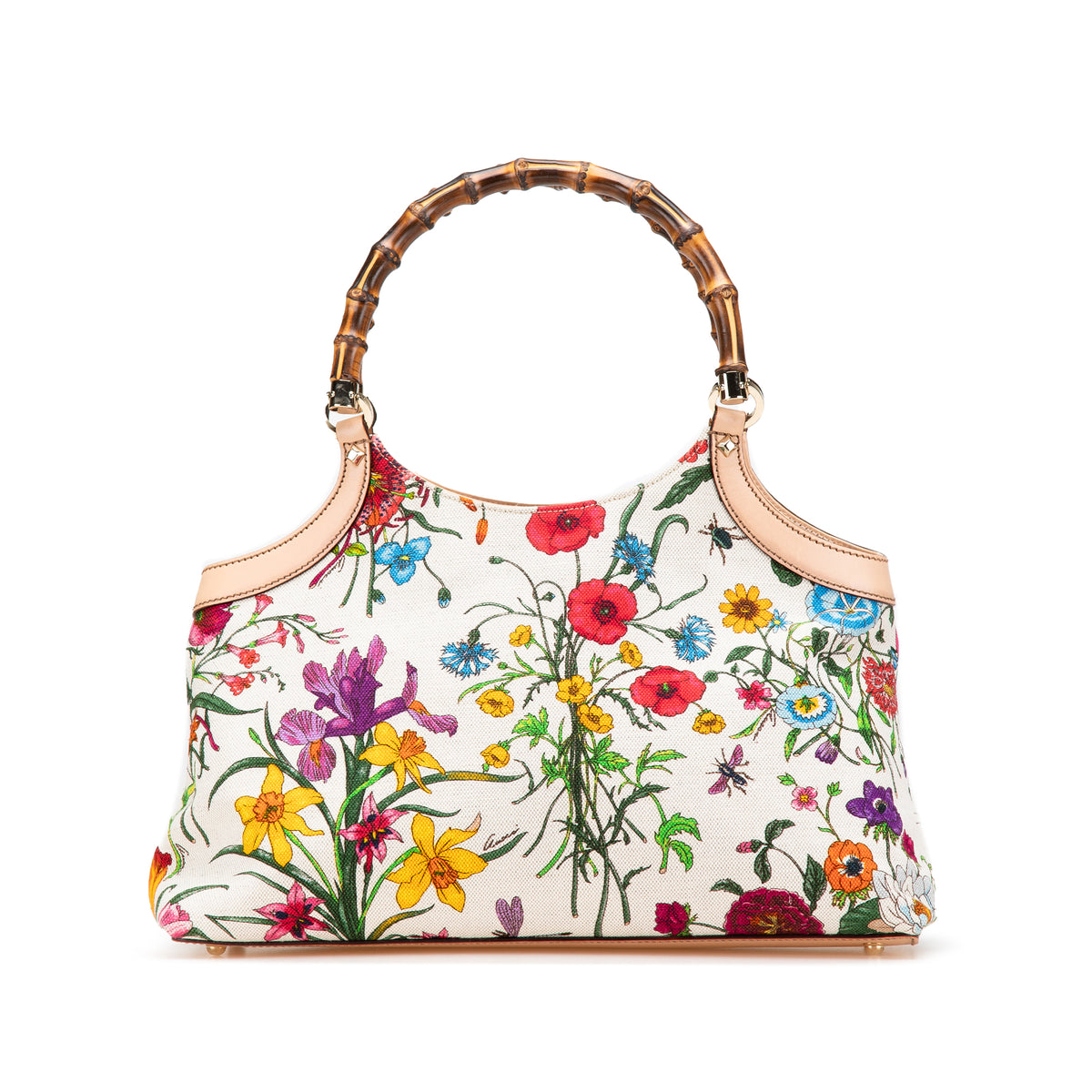 Flora Canvas Bamboo Handbag