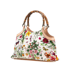 Flora Canvas Bamboo Handbag