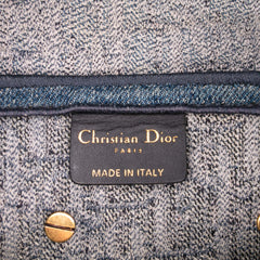 Oblique Embroidered Denim Saddle Bag