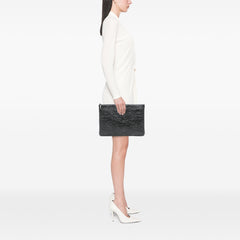 Large CC Embossed Lambskin Camellia O Case Clutch