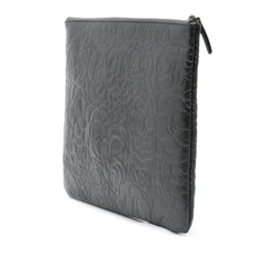 Large CC Embossed Lambskin Camellia O Case Clutch
