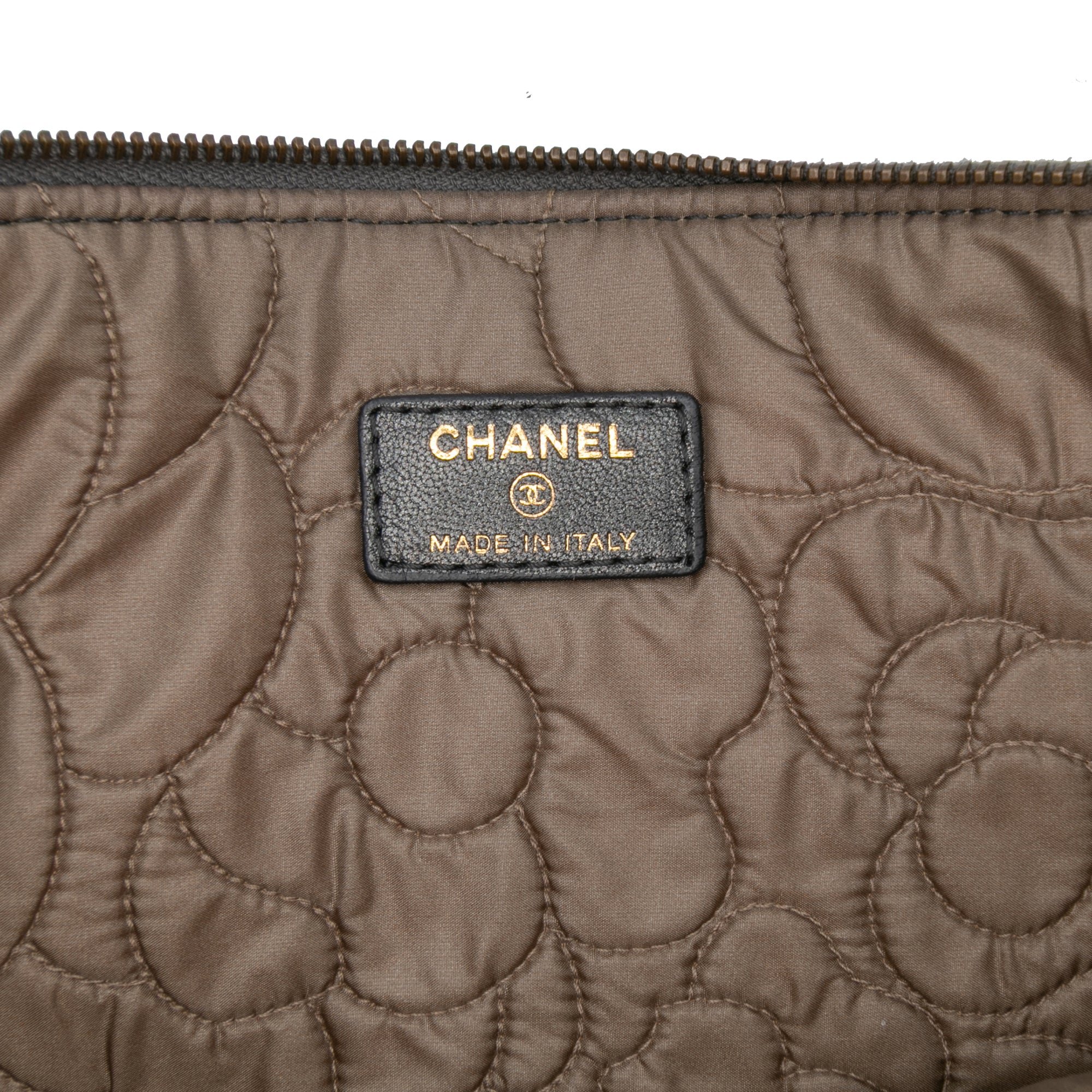 Large CC Embossed Lambskin Camellia O Case Clutch