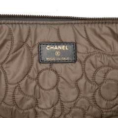 Large CC Embossed Lambskin Camellia O Case Clutch