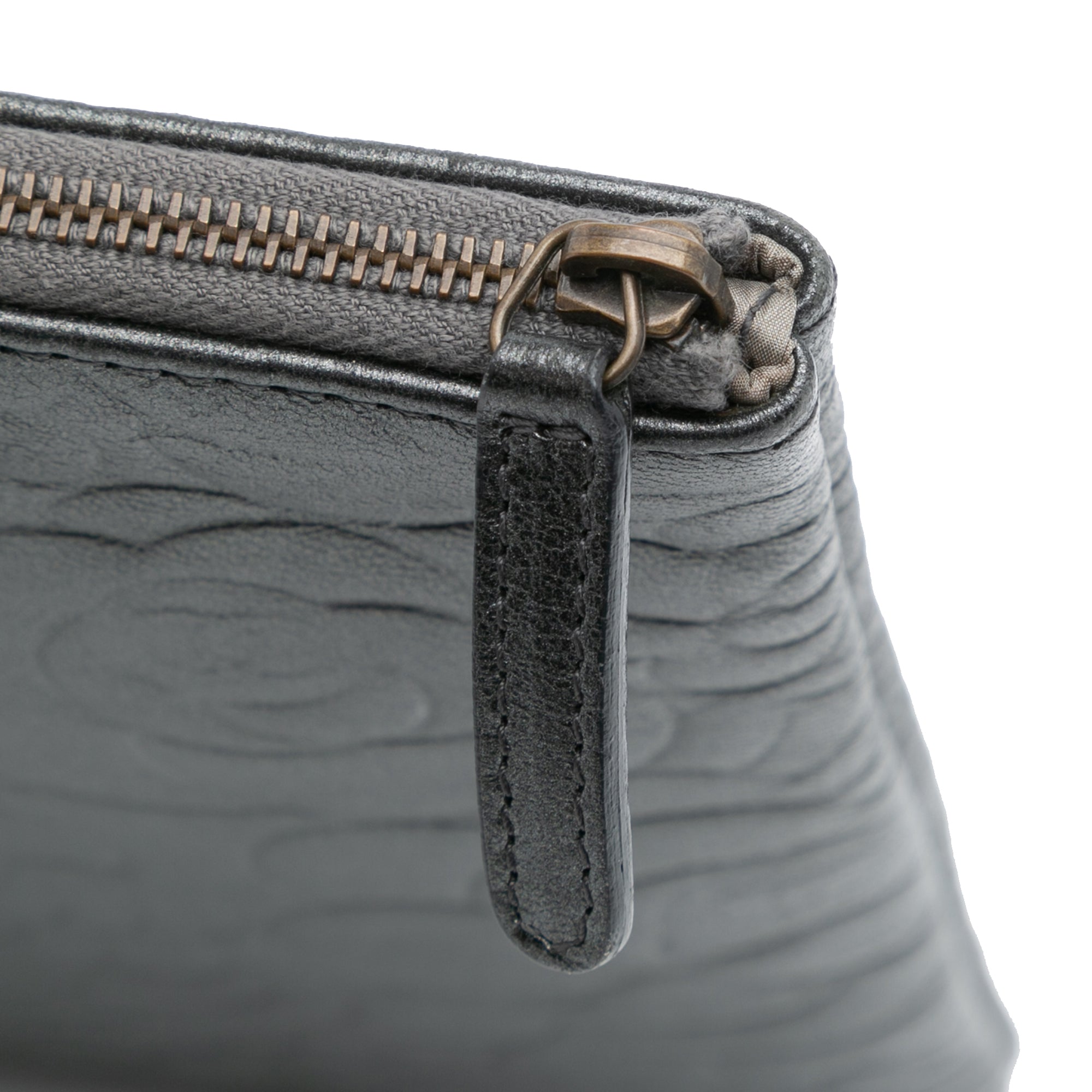 Large CC Embossed Lambskin Camellia O Case Clutch