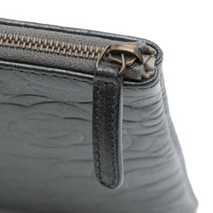 Large CC Embossed Lambskin Camellia O Case Clutch