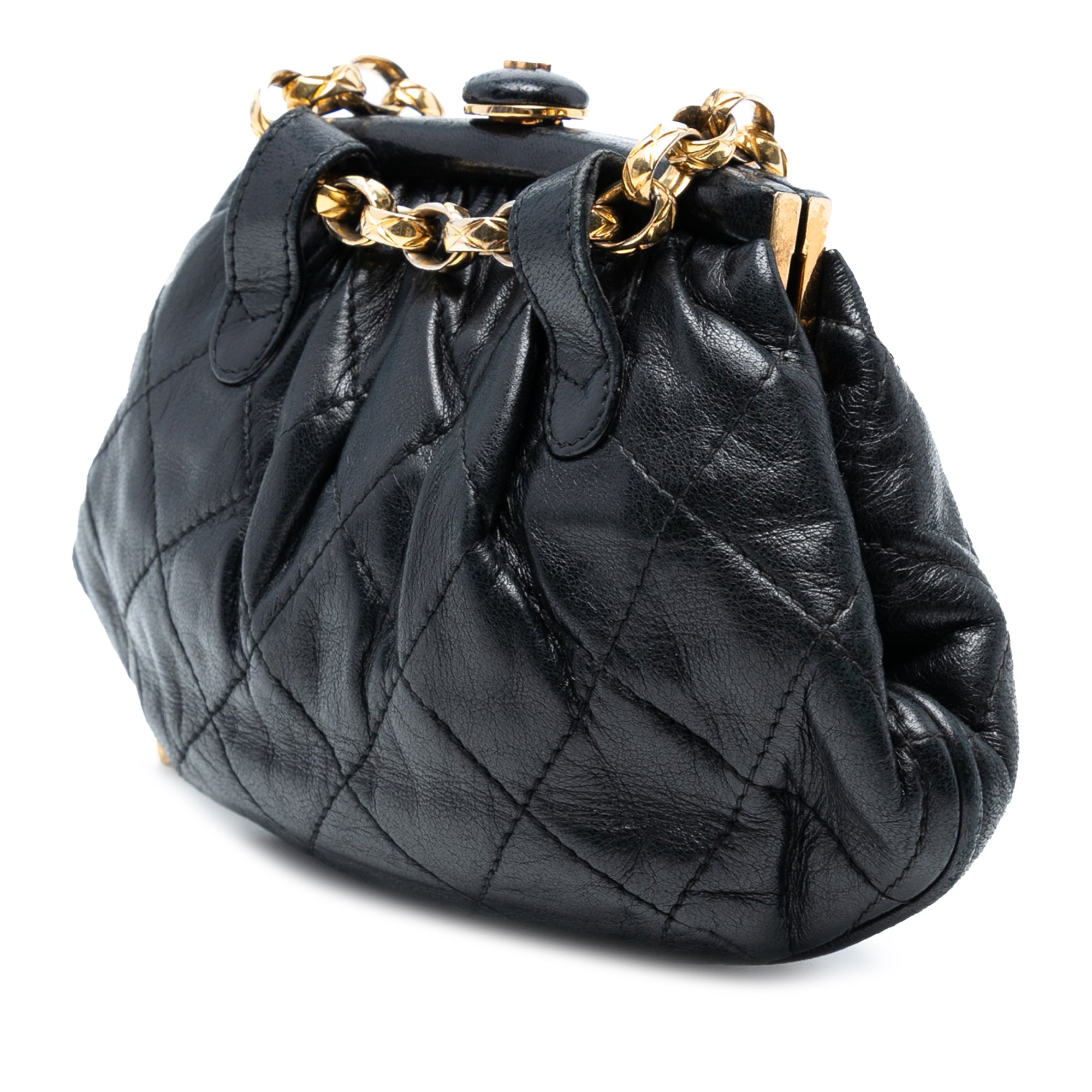 Quilted Lambskin Frame Bijoux Chain Kiss Lock Belt Bag