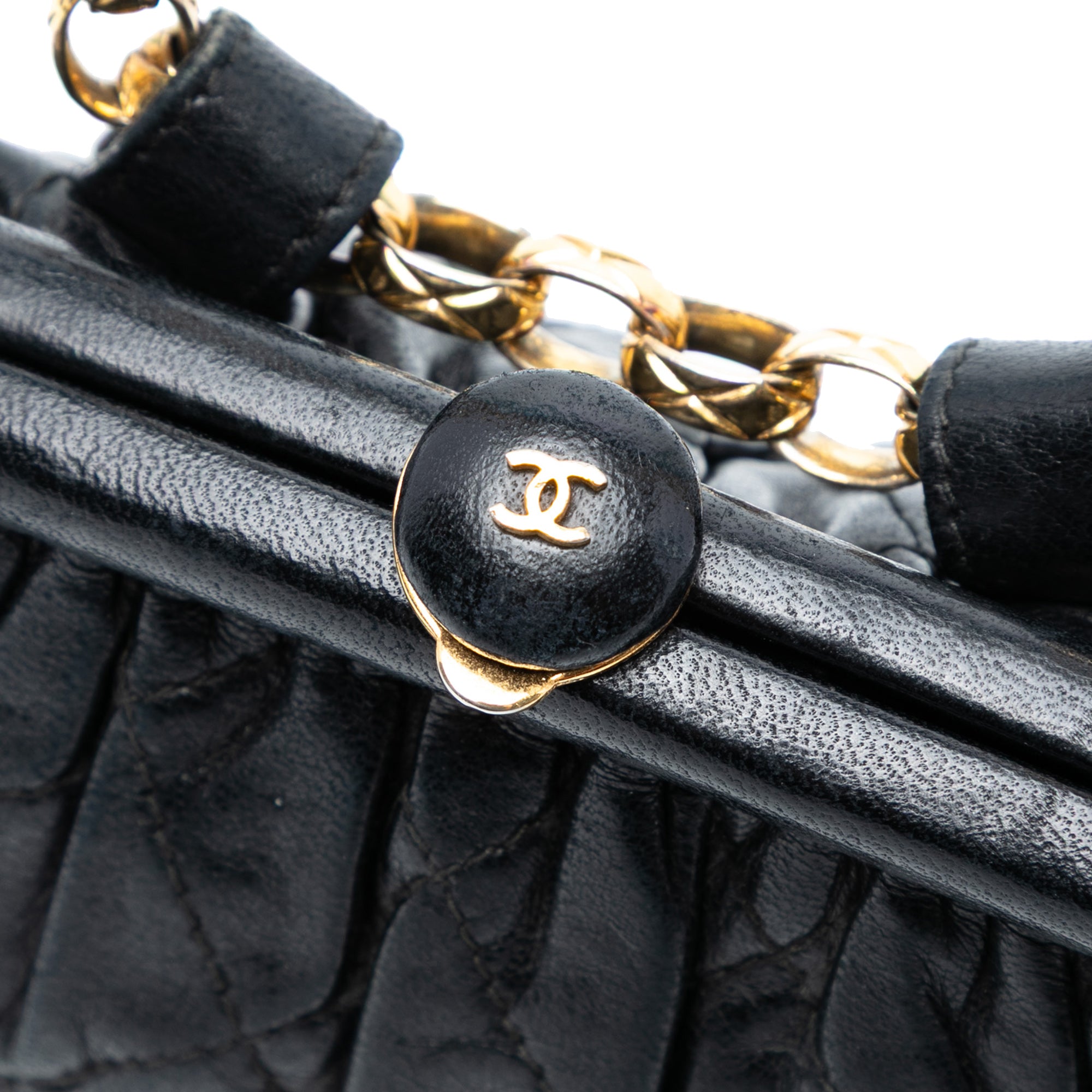 Quilted Lambskin Frame Bijoux Chain Kiss Lock Belt Bag