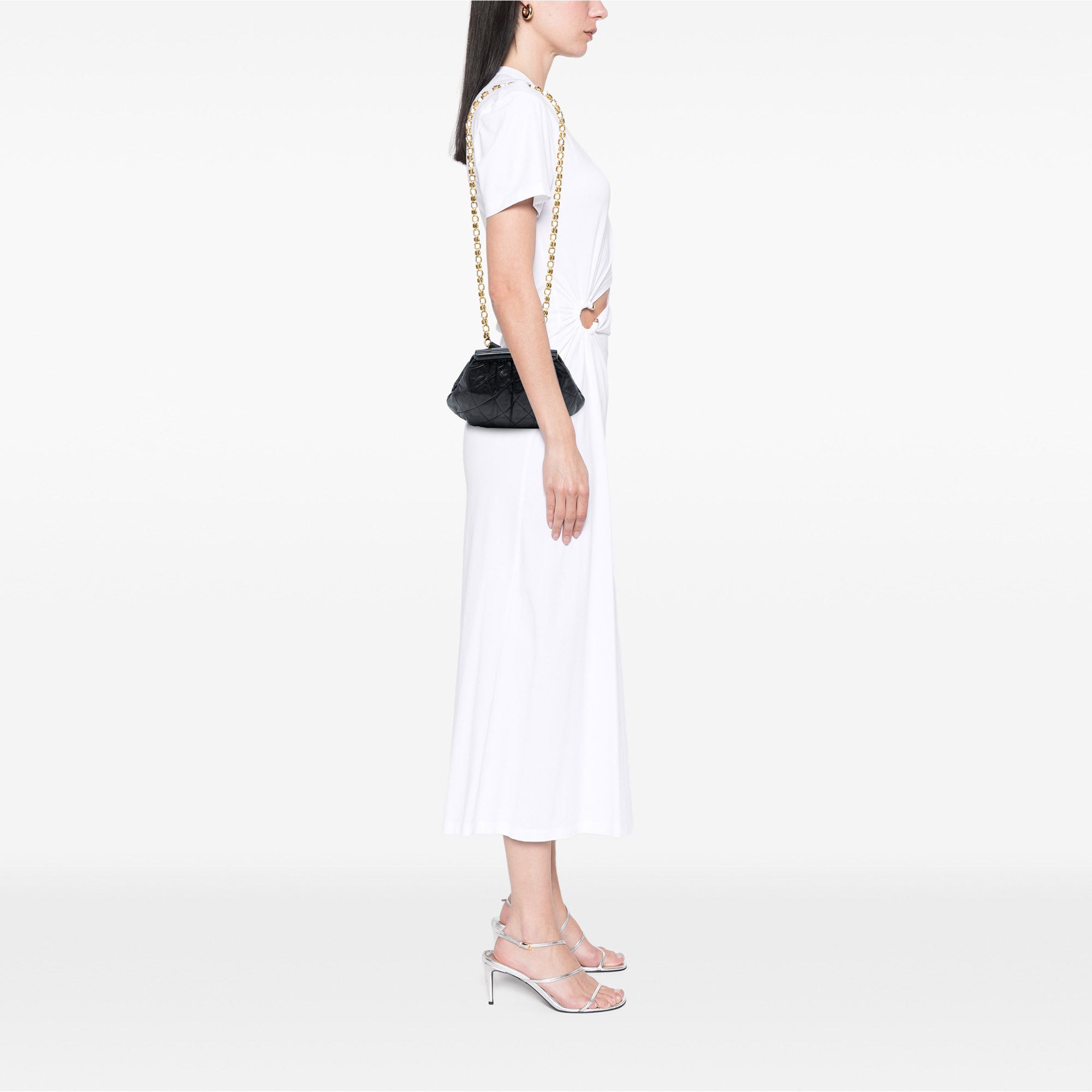 Quilted Lambskin Frame Bijoux Chain Kiss Lock Belt Bag