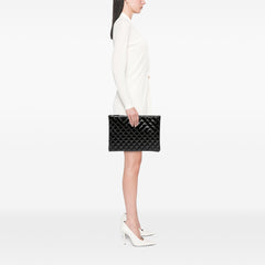 Large Quilted Patent O Case Clutch