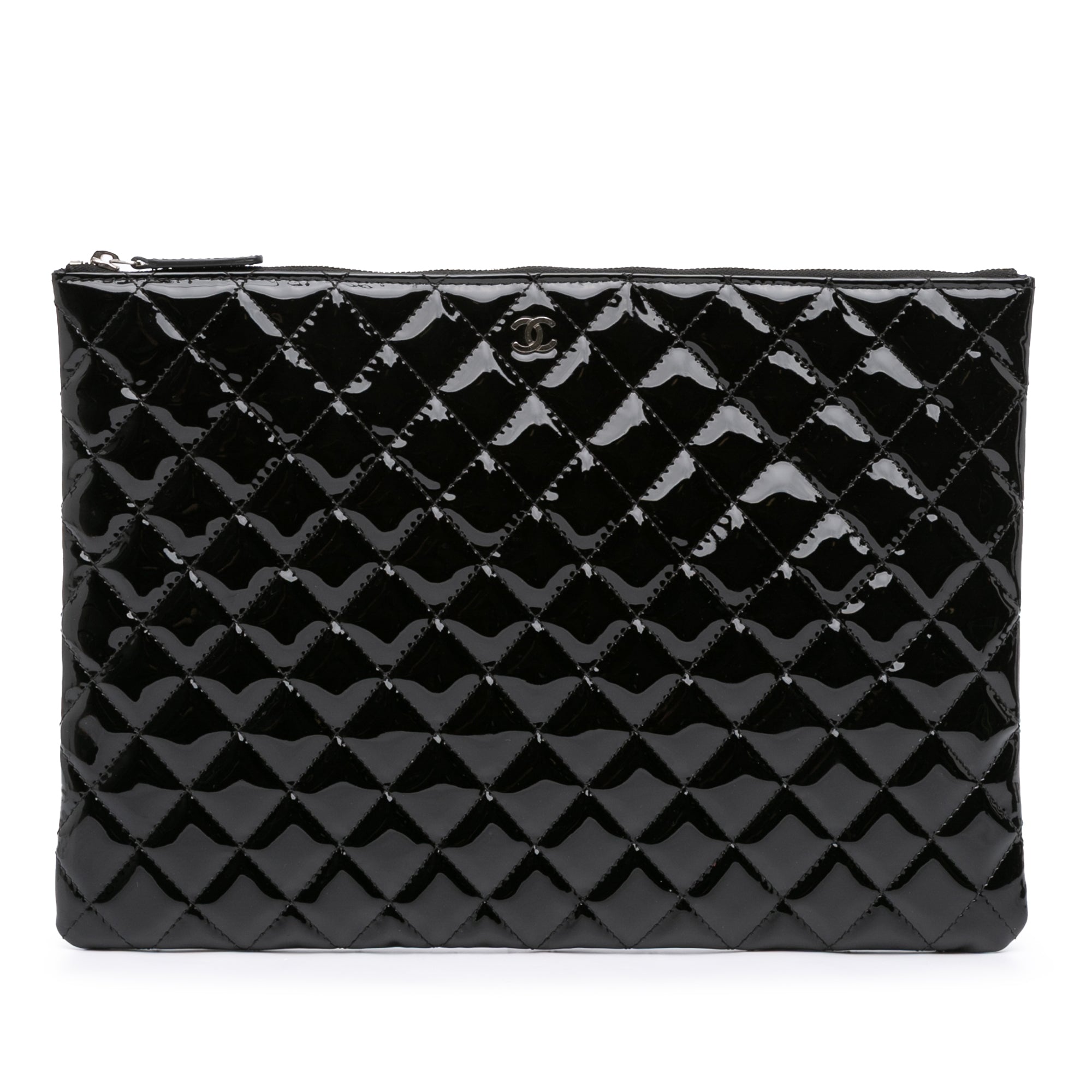 Large Quilted Patent O Case Clutch