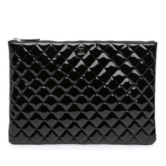Large Quilted Patent O Case Clutch