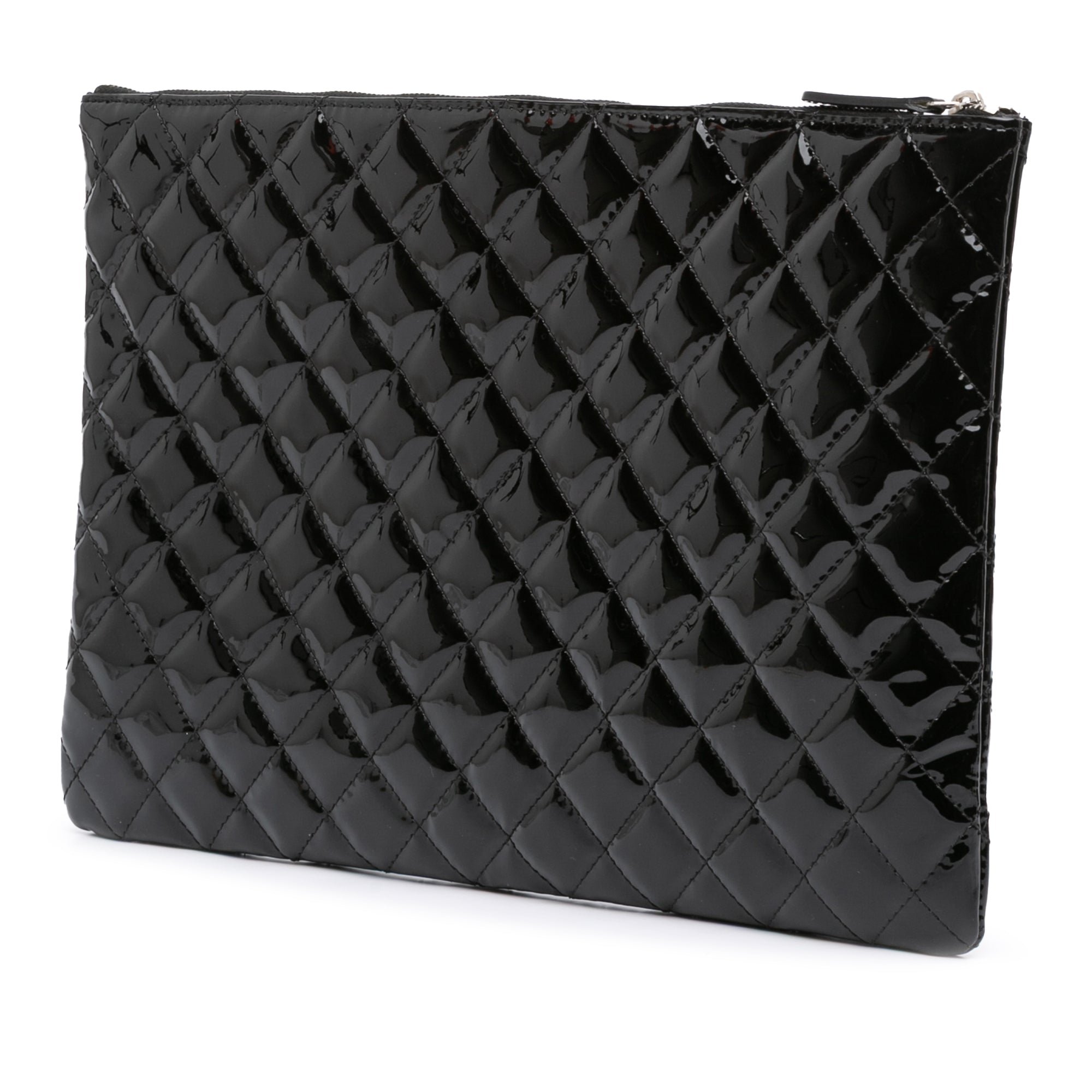 Large Quilted Patent O Case Clutch