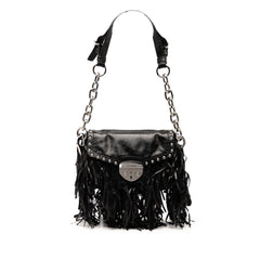 Vitello Shine Fringe Studded Flap Hobo