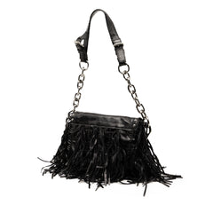 Vitello Shine Fringe Studded Flap Hobo