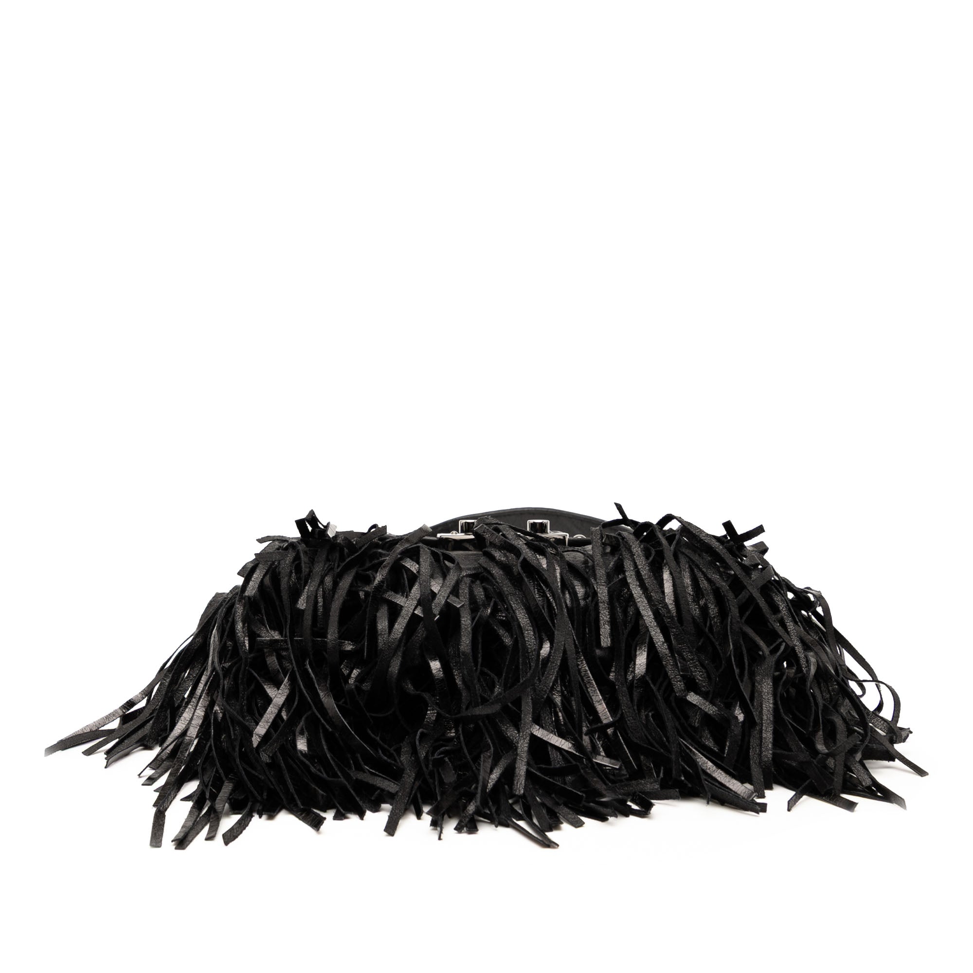 Vitello Shine Fringe Studded Flap Hobo