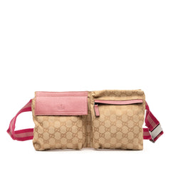 GG Canvas Web Double Pocket Belt Bag