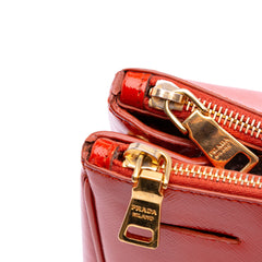 Medium Saffiano Vernice Galleria Double Zip Satchel