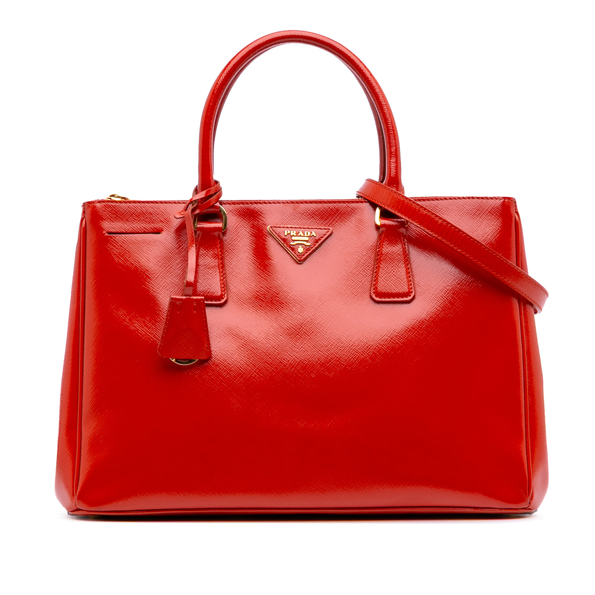 Medium Saffiano Vernice Galleria Double Zip Satchel