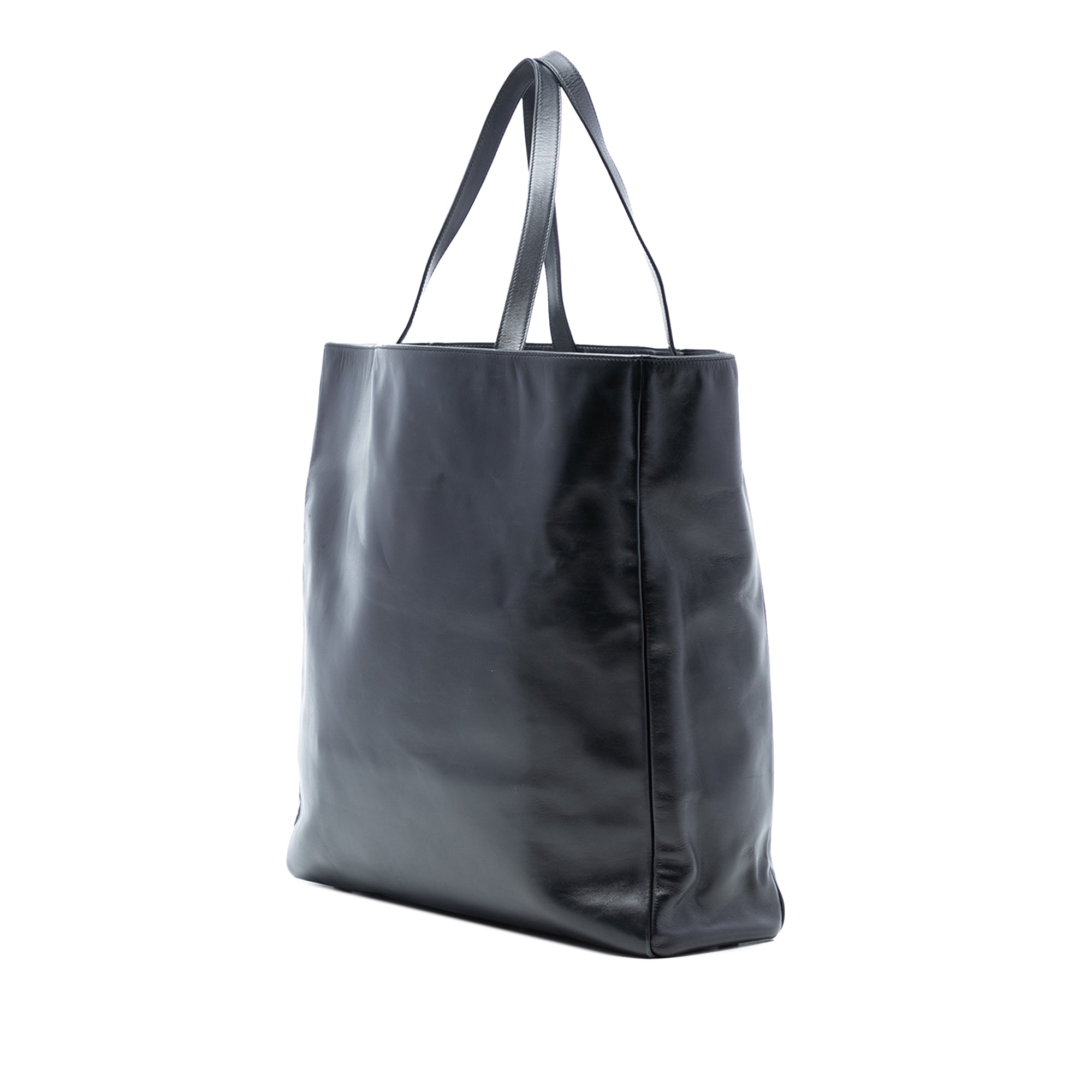 Leather Reversible North South Shopper Tote