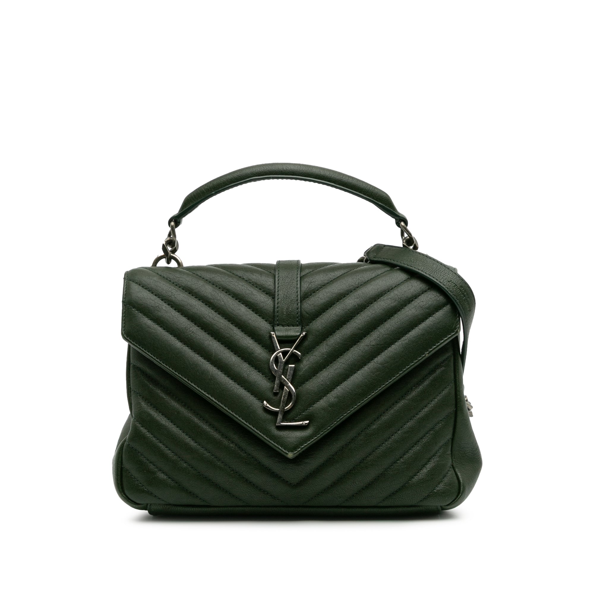 Medium Monogram Chevron Quilted Lambskin College Satchel