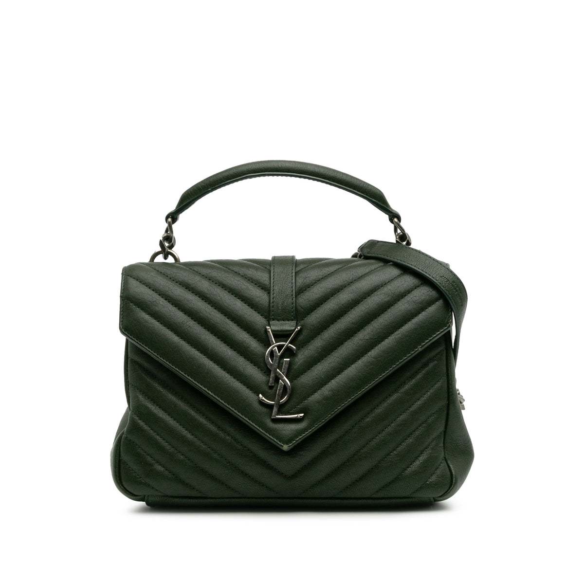 Medium Monogram Chevron Quilted Lambskin College Satchel
