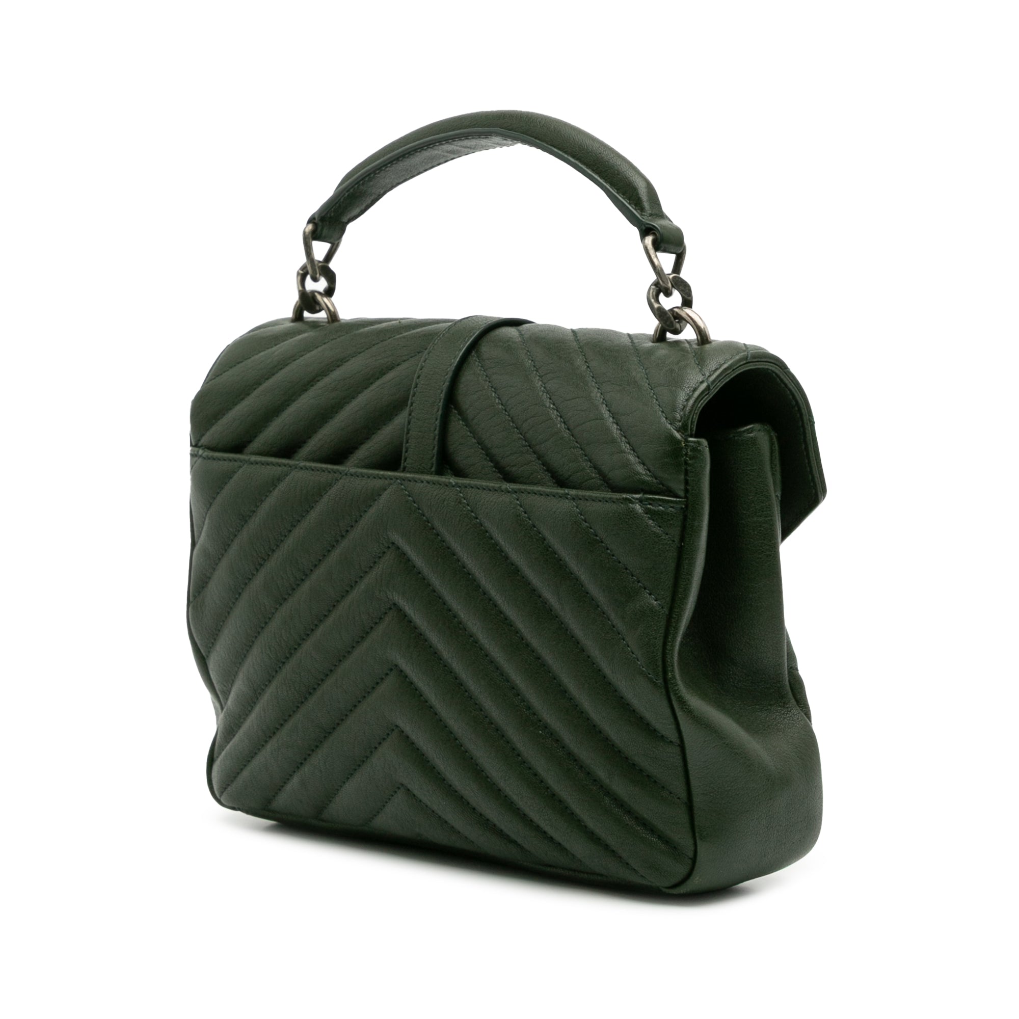 Medium Monogram Chevron Quilted Lambskin College Satchel