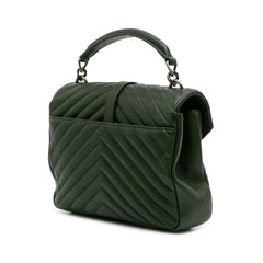 Medium Monogram Chevron Quilted Lambskin College Satchel