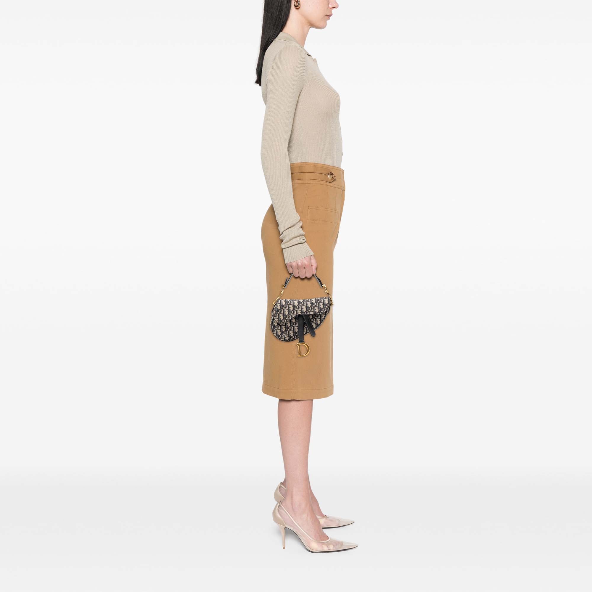 Mini Oblique Canvas Saddle Bag
