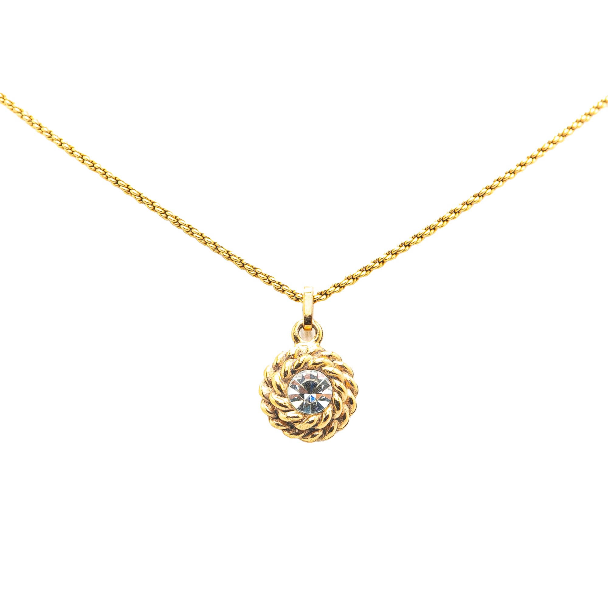 Gold Plated Rhinestone Pendant Necklace