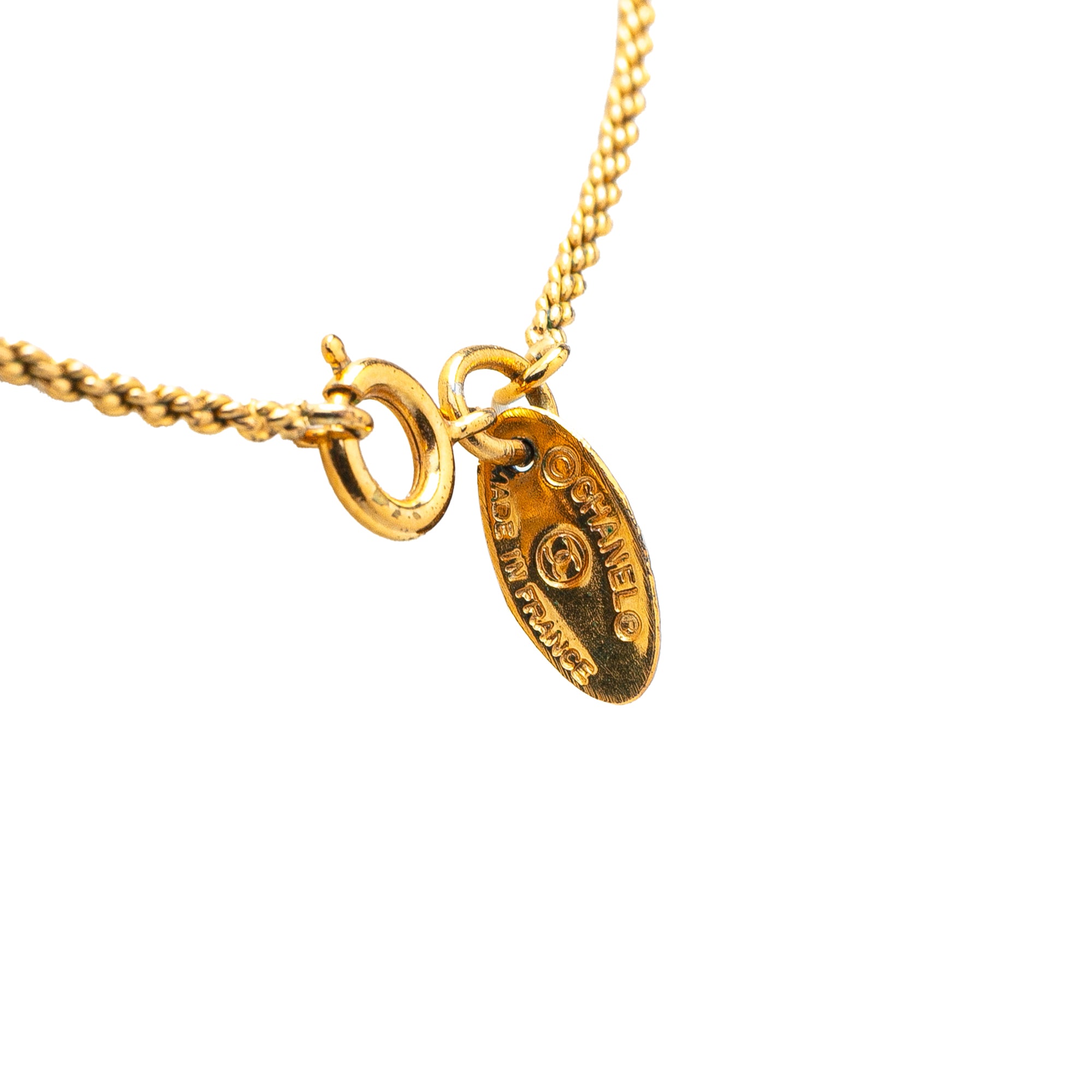 Gold Plated Rhinestone Pendant Necklace