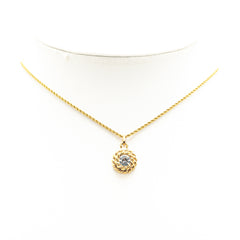 Gold Plated Rhinestone Pendant Necklace