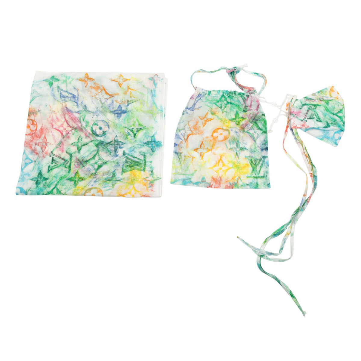 Virgil Abloh Monogram Watercolor Bandana and Mask Set
