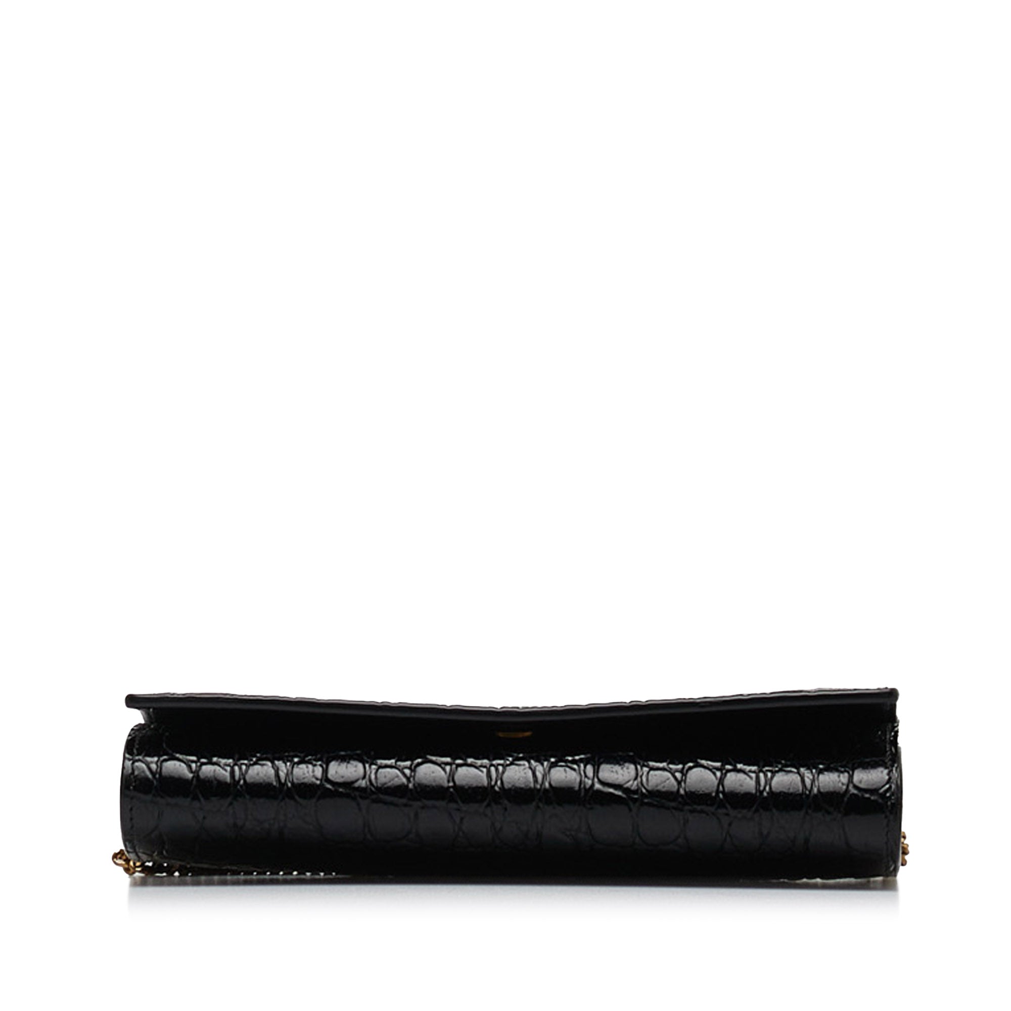 Croc Embossed Leather Wallet On Chain_3