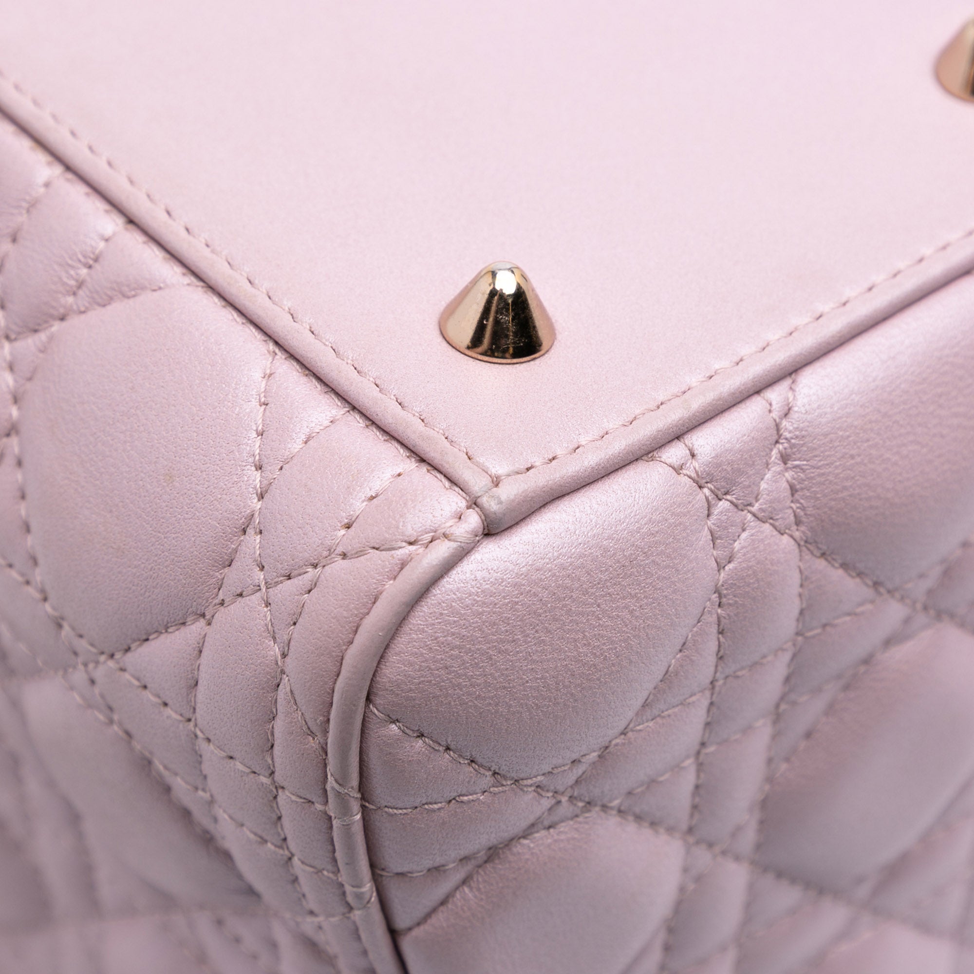 Medium Pearlescent Lambskin Cannage Lady Dior
