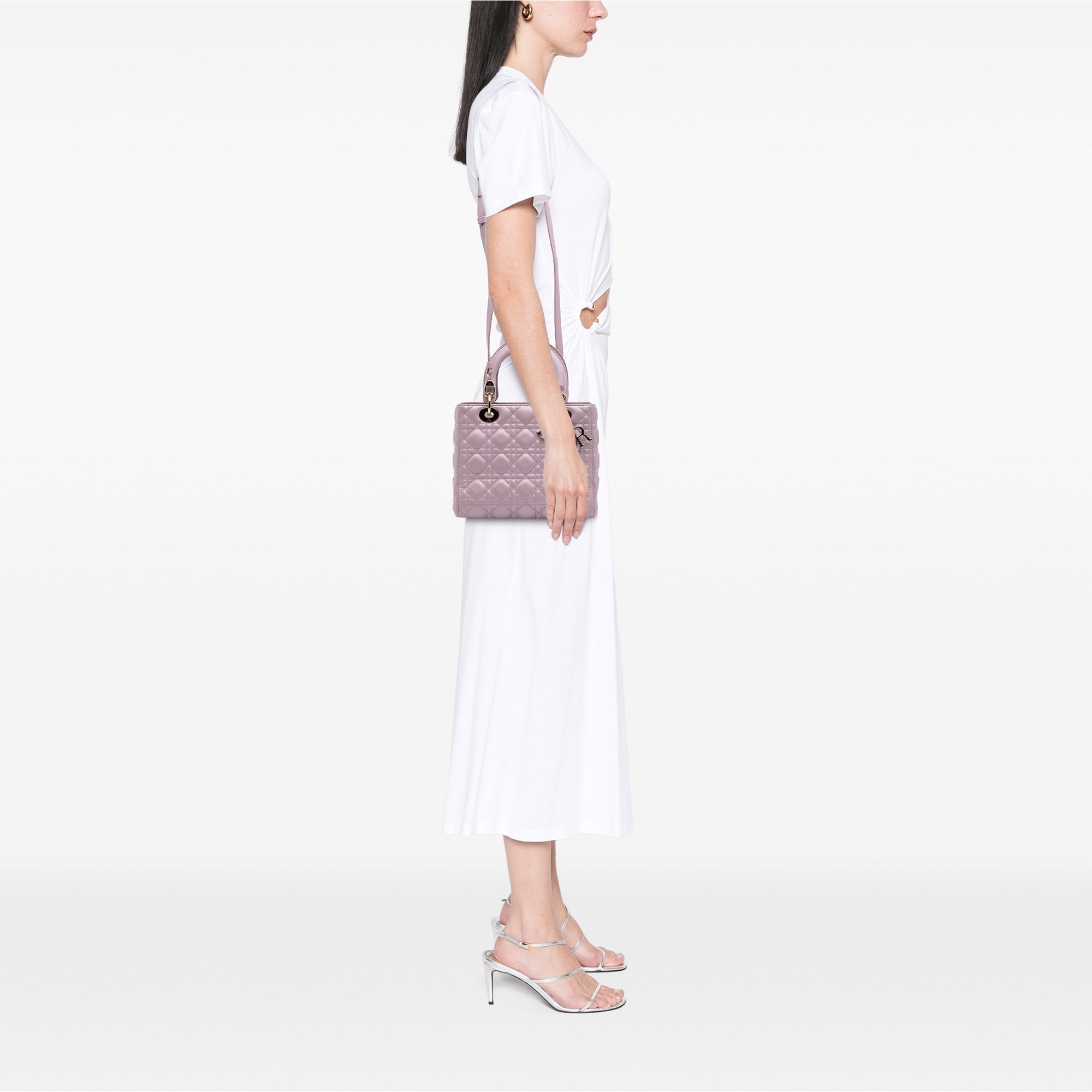 Medium Pearlescent Lambskin Cannage Lady Dior