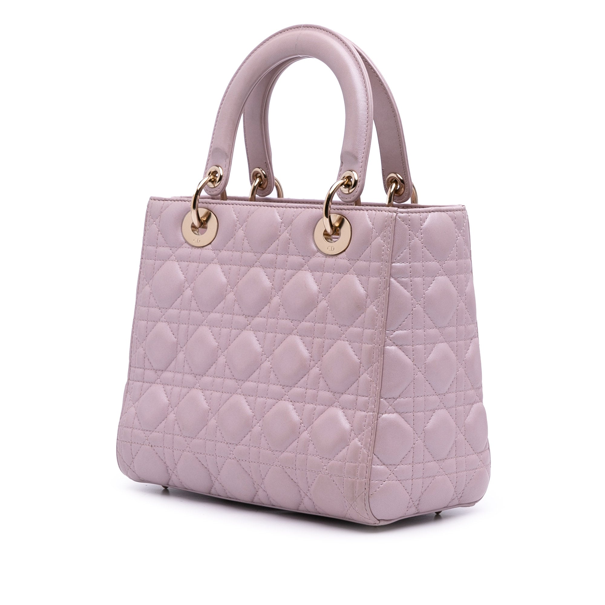 Medium Pearlescent Lambskin Cannage Lady Dior