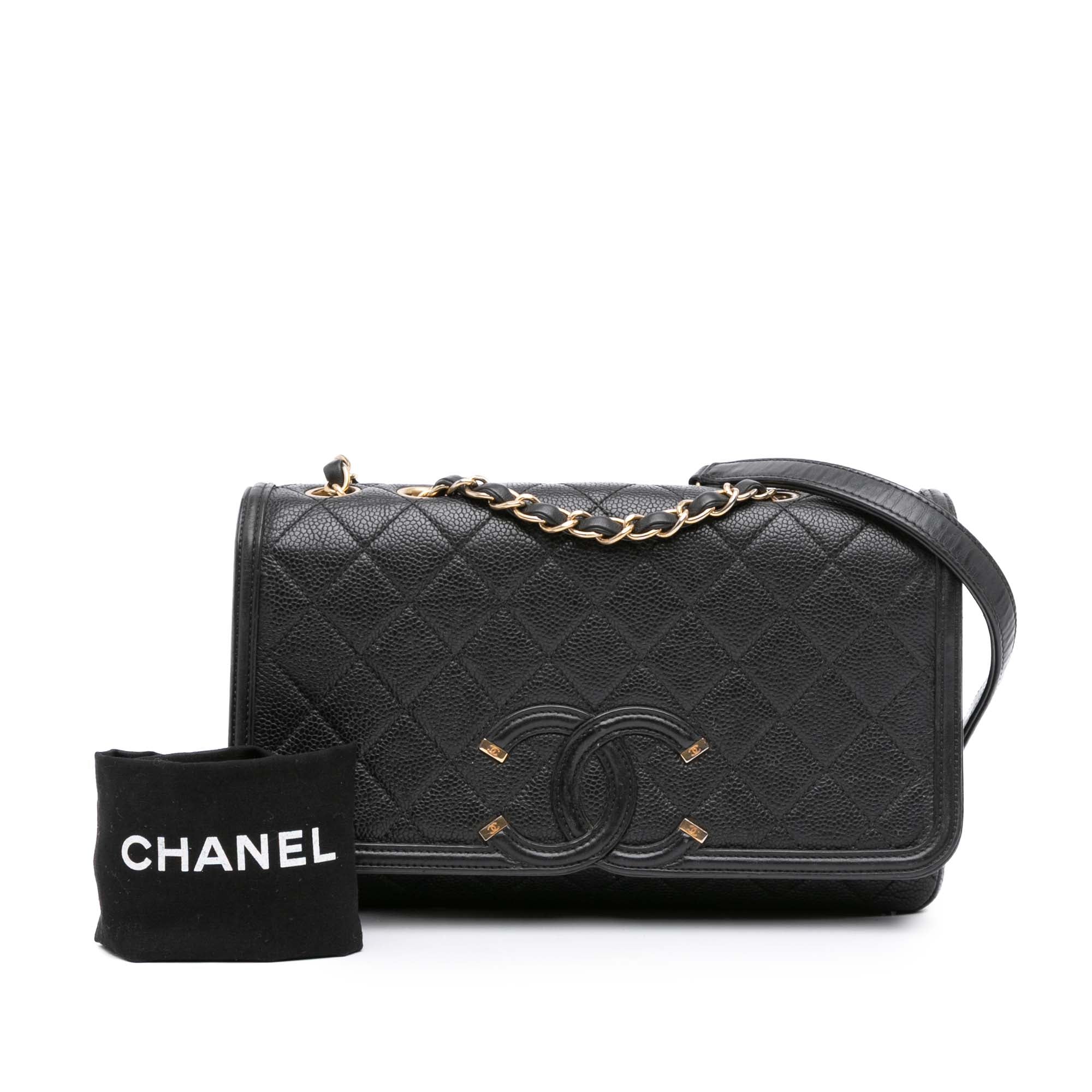 Medium Caviar CC Filigree Flap