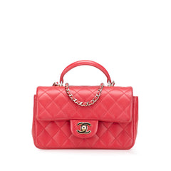 Mini Rectangular Lambskin Top Handle Single Flap