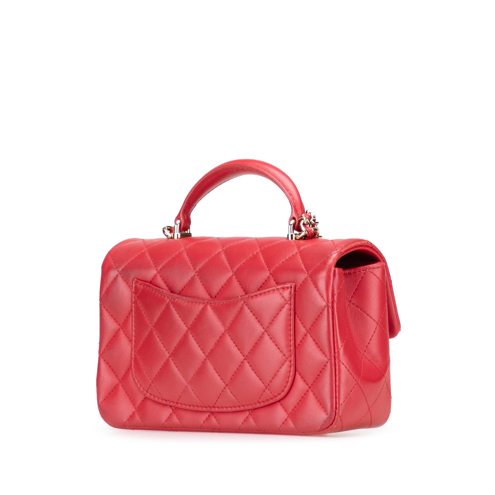 Mini Rectangular Lambskin Top Handle Single Flap